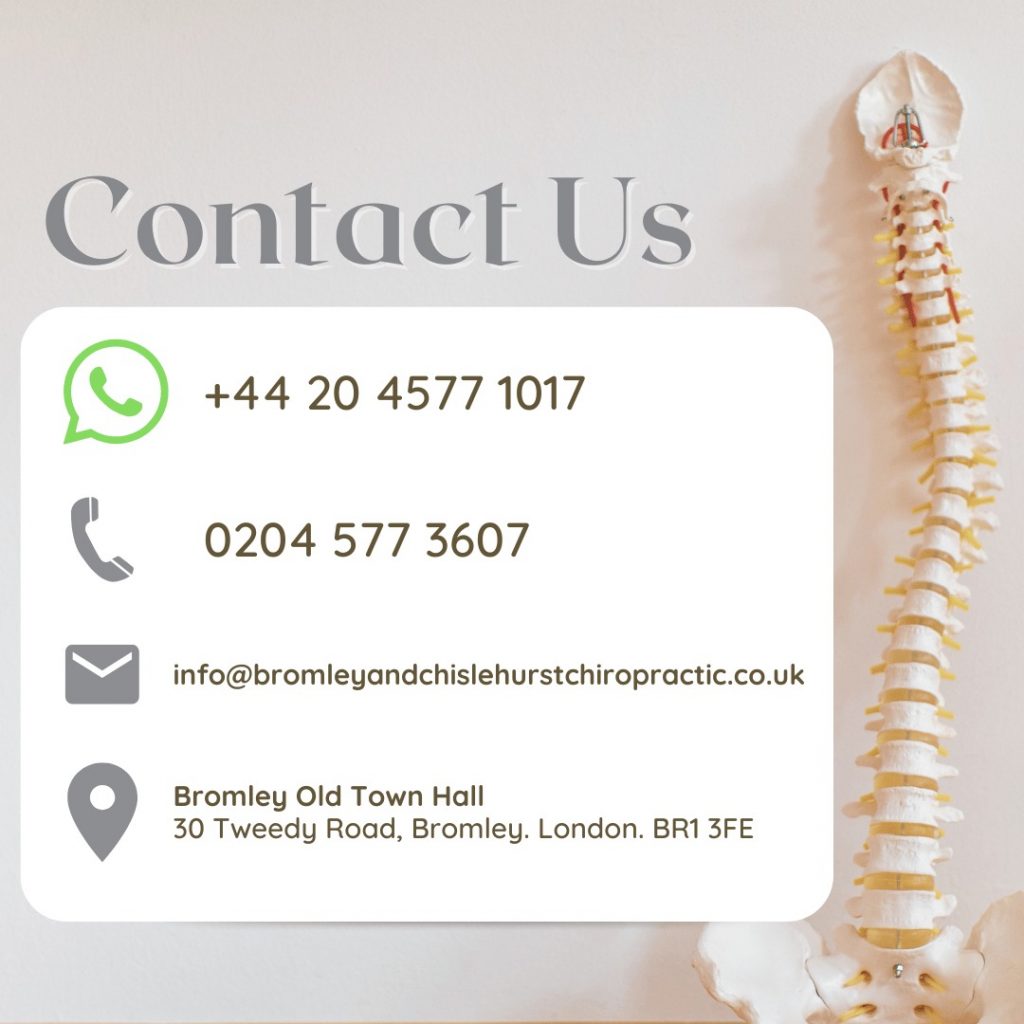 Reception area at Bromley & Chislehurst Chiropractic – contact your chiropractor Beckenham clinic